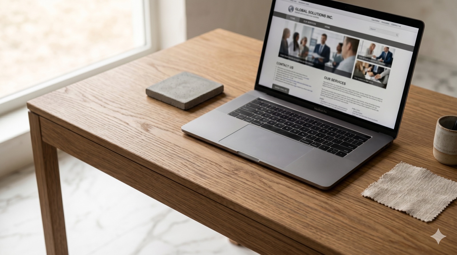 Site internet d'entreprise affiché sur un ordinateur portable